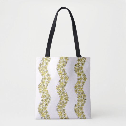 Daisy Chain Wiggly Flower Stripes geel Tote Bag (Voorkant)