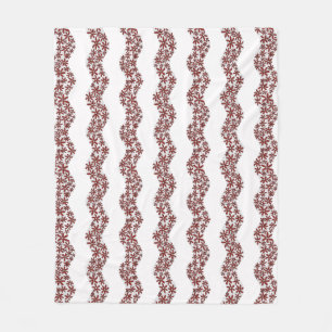 Daisy Chain Wiggly Flower Stripes rood Fleece Deken