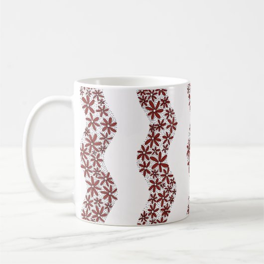 Daisy Chain Wiggly Flower Stripes rood Koffiemok (Links)