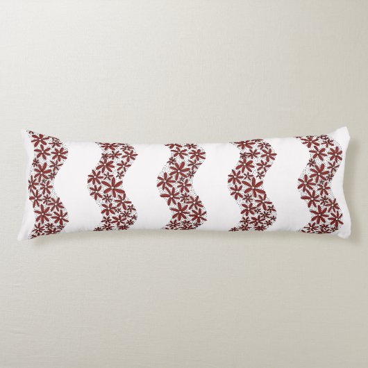 Daisy Chain Wiggly Flower Stripes rood Lichaamskussen (Voorkant)