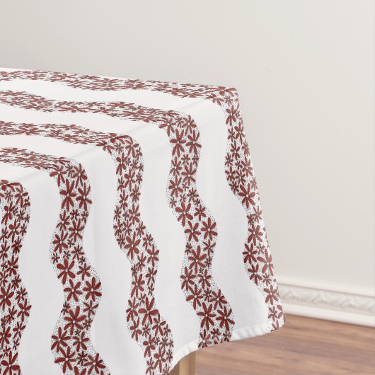 Daisy Chain Wiggly Flower Stripes rood Tafelkleed (Voorbeeld)