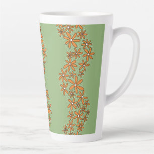 Daisy Chain Wiggly Flower Stripes sinaasappel op g Latte Mok