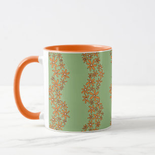 Daisy Chain Wiggly Flower Stripes sinaasappel op g Mok