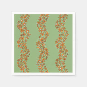 Daisy Chain Wiggly Flower Stripes sinaasappel op g Servet