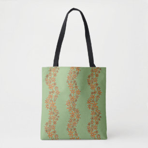 Daisy Chain Wiggly Flower Stripes sinaasappel op g Tote Bag