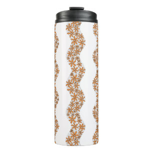 Daisy Chain Wiggly Flower Stripes sinaasappel Thermosbeker