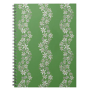 Daisy Chain Wiggly Flower Stripes wit groen Notitieboek