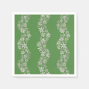 Daisy Chain Wiggly Flower Stripes wit groen Servet