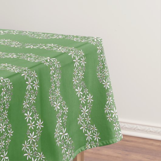 Daisy Chain Wiggly Flower Stripes wit groen Tafelkleed (Voorbeeld)
