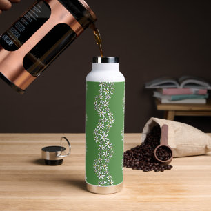 Daisy Chain Wiggly Flower Stripes wit groen Waterfles