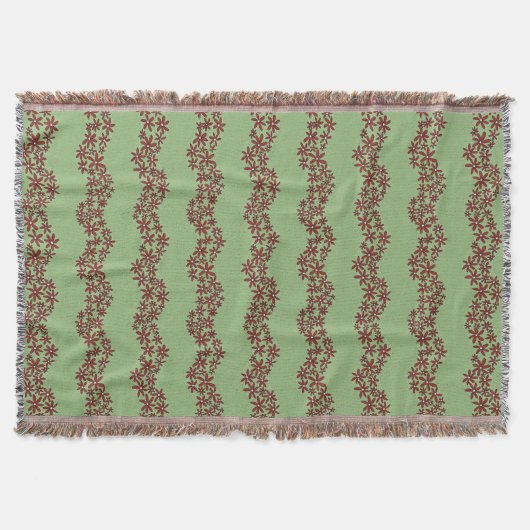 Daisy Chain Wiggly Flower Stripes wit op groen Deken (Voorkant)