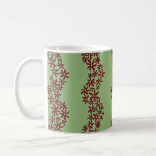 Daisy Chain Wiggly Flower Stripes wit op groen Koffiemok