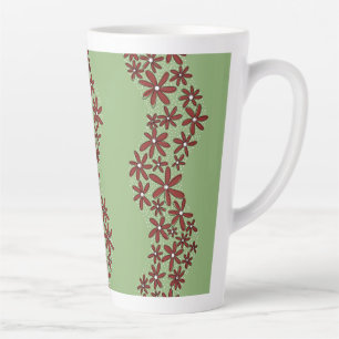 Daisy Chain Wiggly Flower Stripes wit op groen Latte Mok