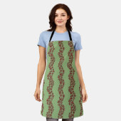 Daisy Chain Wiggly Flower Stripes wit op groen Schort (Gedragen)