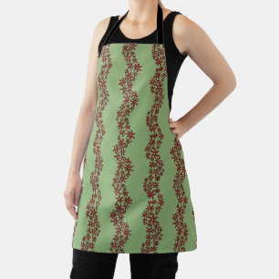 Daisy Chain Wiggly Flower Stripes wit op groen Schort