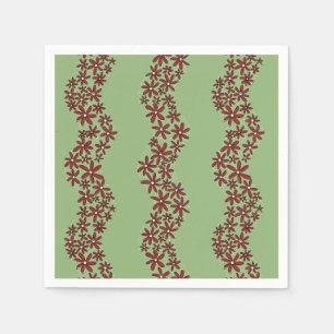 Daisy Chain Wiggly Flower Stripes wit op groen Servet