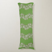 Daisy Chain Wiggly Flower Stripes wit rood groen Lichaamskussen (Voorkant Verticaal)
