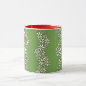 Daisy Chain Wiggly Flower Stripes wit rood groen Mok (Midden)