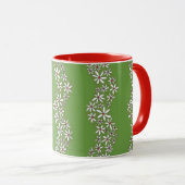 Daisy Chain Wiggly Flower Stripes wit rood groen Mok (Voorkant rechts)