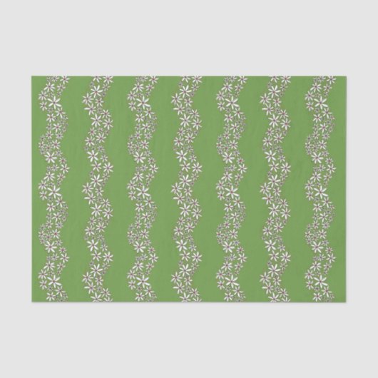 Daisy Chain Wiggly Flower Stripes wit rood groen Tissuepapier (Voorkant)