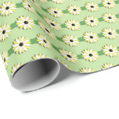 Daisy Chain yellow daisies op green Cadeaupapier (Rol Hoek)