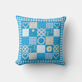 Daisy Chains Faux Patchwork, Check Gingham Kussen