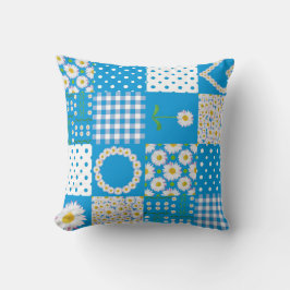 Daisy Chains Faux Patchwork, Strepen, Polka Dots Kussen