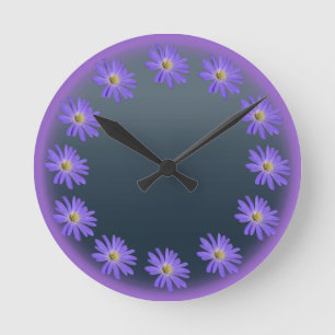 Daisy Clock Paarse Daisies Blue Flower Wall klok
