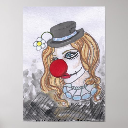 Daisy Clown Girl Portrait fantasy art poster print (Voorkant)