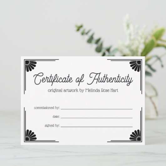 Daisy Corners Mooi certificaat van echtheid (Staand voorkant)