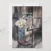 daisy country cowboy bruiloft repetitie diner kaart (Achterkant)