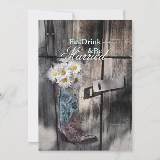 daisy country cowboy bruiloft repetitie diner kaart (Achterkant)
