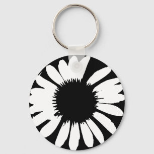 Daisy Crazy - Black & White Daisy Sleutelhanger
