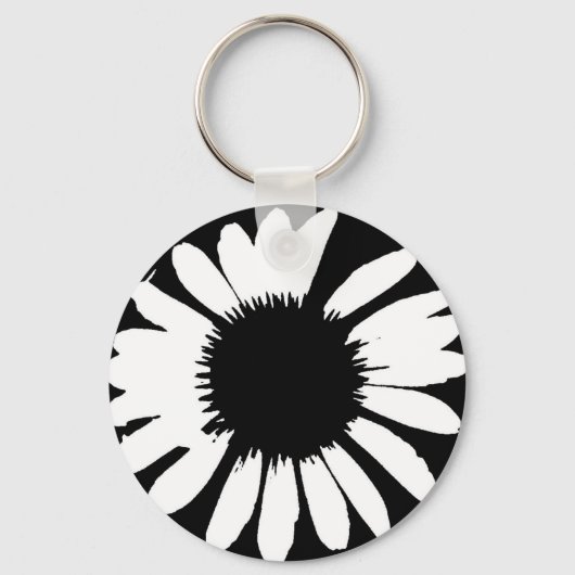 Daisy Crazy - Black & White Daisy Sleutelhanger (Voorkant)