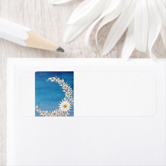Daisy Crescent Moon Retouradreslabel Etiket (Insitu)