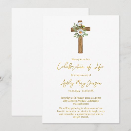 Daisy Cross Celebration of Life Funeral Kaart (Voorkant / Achterkant)