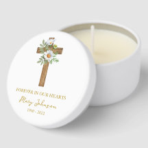 Daisy Cross Funeral Mini Candle Favors