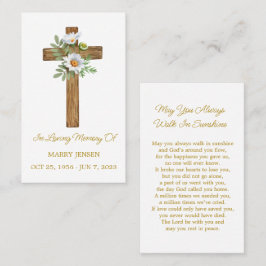 Daisy Cross-herdenkingskaart voor rouwdienst Visitekaartje