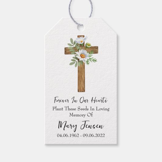 Daisy Cross-herdenkingszaadpakket  Cadeaulabel (Voorkant)