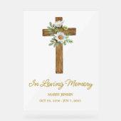 Daisy cross Memorial Funeral Acryl Bord (Voorkant)