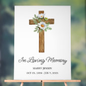 Daisy cross Memorial Funeral Acryl Bord (Neutraal)