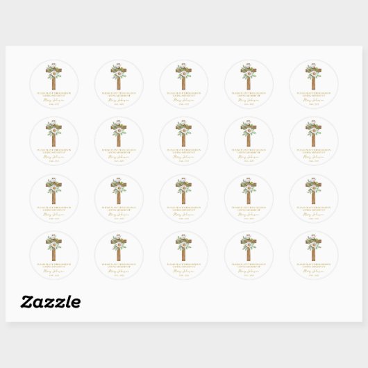 Daisy Cross Memorial Funeral Seed Packet Ronde Sticker (Vel)