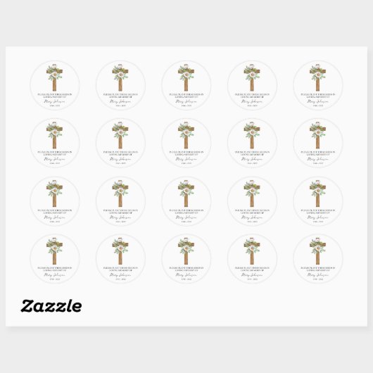 Daisy Cross Memorial Funeral Seed Packet Ronde Sticker (Vel)