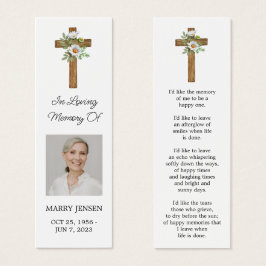 Daisy Cross Photo Funeral Bookmark Mini Visitekaartjes