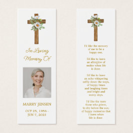 Daisy Cross Photo Funeral Bookmark Mini Visitekaartjes
