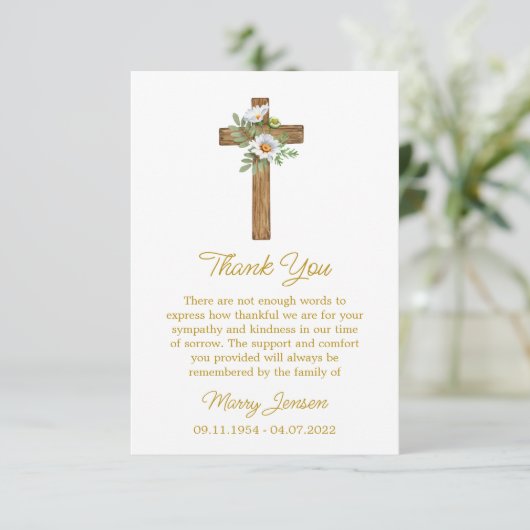 Daisy Cross Sympathy Thank You Card Bedankkaart (Staand voorkant)