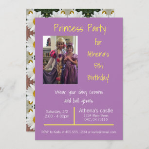 Daisy Crowns and Ball Gowns Princess Party Invitat Kaart