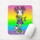 "Daisy" Cute Cat Rainbow Fairy Art Mousepad Muismat (Met muis)