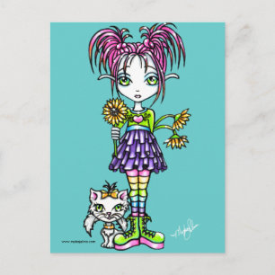 "Daisy" Cute Flower Child and Kat Briefkaart