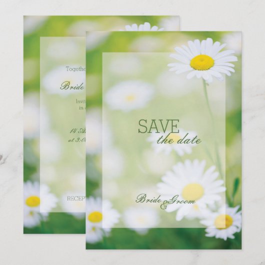 Daisy Daisies Flower Floral Summer SAVE the Date (Voorkant / Achterkant)